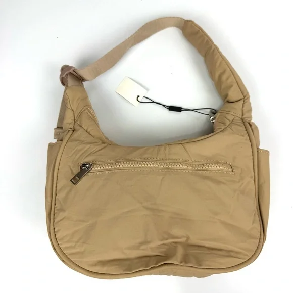 WESTBRONCO Small NWT Tan Puffer Crescent Moonie Shoulder Bag Adjustable Strap - Picture 3 of 10
